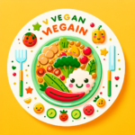 Refeições veganas com legumes coloridos para crianças